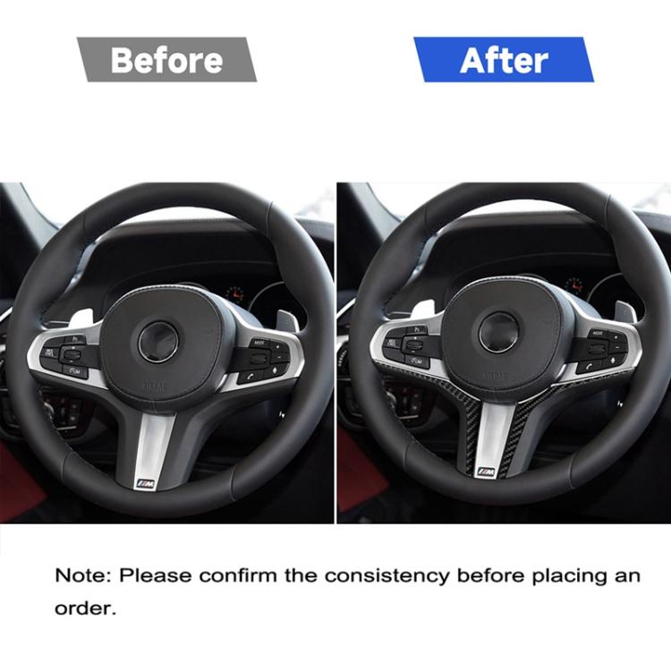 2 in 1 รถคาร์บอนไฟเบอร์พวงมาลัยด้านล่างสติกเกอร์ตกแต่งสำหรับ BMW G01 X3 2018-2020 / G02 X4 2019-2020,ซ้ายและขวาไดรฟ์ Universal, Steering Wheel Below