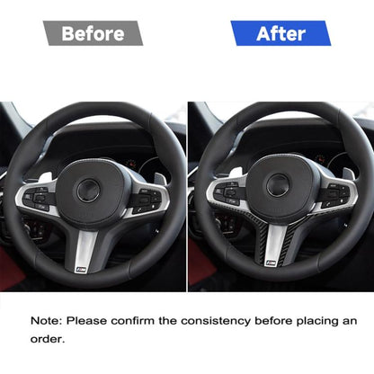 2 in 1 รถคาร์บอนไฟเบอร์พวงมาลัยด้านล่างสติกเกอร์ตกแต่งสำหรับ BMW G01 X3 2018-2020 / G02 X4 2019-2020,ซ้ายและขวาไดรฟ์ Universal, Steering Wheel Below