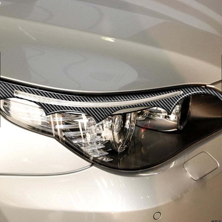 2 ชิ้น / เซ็ตคาร์บอนไฟเบอร์โคมไฟรถยนต์คิ้วตกแต่งสติ๊กเกอร์สำหรับ BMW E60 5 Series 2004-2010, วางกาวรุ่น, For BMW E60 5 Series 2004-2010