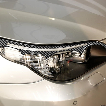 2 ชิ้น / เซ็ตคาร์บอนไฟเบอร์โคมไฟรถยนต์คิ้วตกแต่งสติ๊กเกอร์สำหรับ BMW E60 5 Series 2004-2010, วางกาวรุ่น, For BMW E60 5 Series 2004-2010