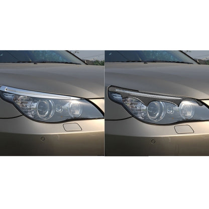 2 ชิ้น / เซ็ตคาร์บอนไฟเบอร์โคมไฟรถยนต์คิ้วตกแต่งสติ๊กเกอร์สำหรับ BMW E60 5 Series 2004-2010, วางกาวรุ่น, For BMW E60 5 Series 2004-2010