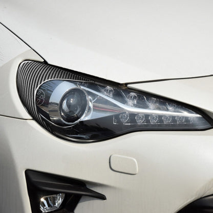 2 ชิ้น/เซ็ตคาร์บอนไฟเบอร์ไฟหน้ารถคิ้วสติกเกอร์ตกแต่งสำหรับ Toyota GT86/Subaru BRZ 2012-2016,DROP กาวรุ่น, For Toyota GT86 2012-2016,Front