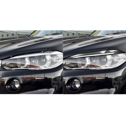 2 ชิ้น / เซ็ตคาร์บอนไฟเบอร์โคมไฟรถยนต์คิ้วตกแต่งสติ๊กเกอร์สำหรับ BMW X5 / F15 2014-2018, วางกาวรุ่น, For BMW X5 / F15 2014-2018