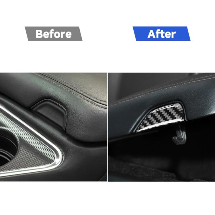 คาร์บอนไฟเบอร์รถ Central Control Armrest Storage ปุ่มสติกเกอร์ตกแต่งสำหรับ Dodge Challenger 2015 ตอนนี้ซ้ายขับรถ, Central Control Armrest Storage Button