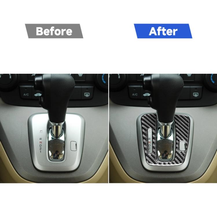คาร์บอนไฟเบอร์รถตัวบ่งชี้เกียร์กรอบตกแต่งสติกเกอร์สำหรับฮอนด้า CRV 2007-2011,ไดรฟ์ซ้าย, Gear Indicator Frame,Left Drive