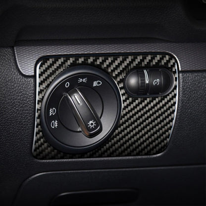 คาร์บอนไฟเบอร์ไฟหน้ารถสวิทช์แผงสติกเกอร์ตกแต่งสำหรับ Volkswagen Golf 6 2008-2012,ขับรถซ้าย, Headlight Switch Panel, Left Driving
