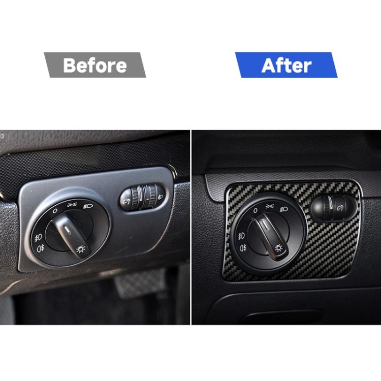 คาร์บอนไฟเบอร์ไฟหน้ารถสวิทช์แผงสติกเกอร์ตกแต่งสำหรับ Volkswagen Golf 6 2008-2012,ขับรถซ้าย, Headlight Switch Panel, Left Driving