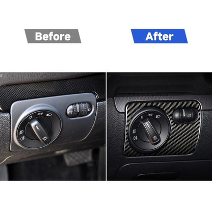 คาร์บอนไฟเบอร์ไฟหน้ารถสวิทช์แผงสติกเกอร์ตกแต่งสำหรับ Volkswagen Golf 6 2008-2012,ขับรถซ้าย, Headlight Switch Panel, Left Driving