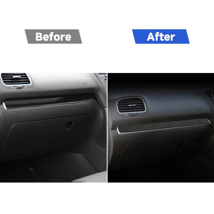คาร์บอนไฟเบอร์รถ Central Control Strip สติกเกอร์ตกแต่งสำหรับ Volkswagen Golf 6 2008-2012,ขวาขับรถ, Central Control Strip, Right Driving