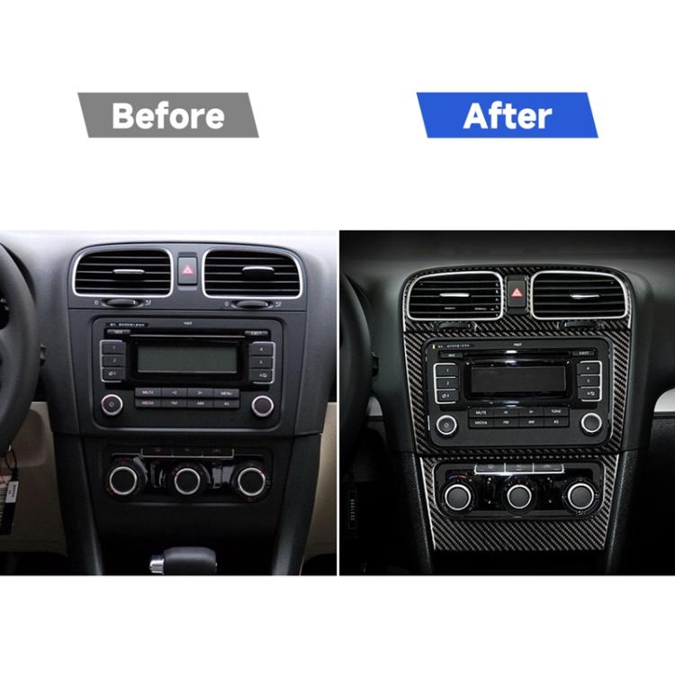 คาร์บอนไฟเบอร์รถกลาง Air Outlet สติกเกอร์ตกแต่งสำหรับ Volkswagen Golf 6 2008-2012, Middle Air Outlet