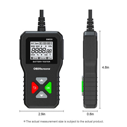 BM550 6V / 12V / 24V 3 in 1 เครื่องวิเคราะห์เครื่องทดสอบแบตเตอรี่เครื่องตรวจจับอายุการใช้งานแบตเตอรี่, BM550