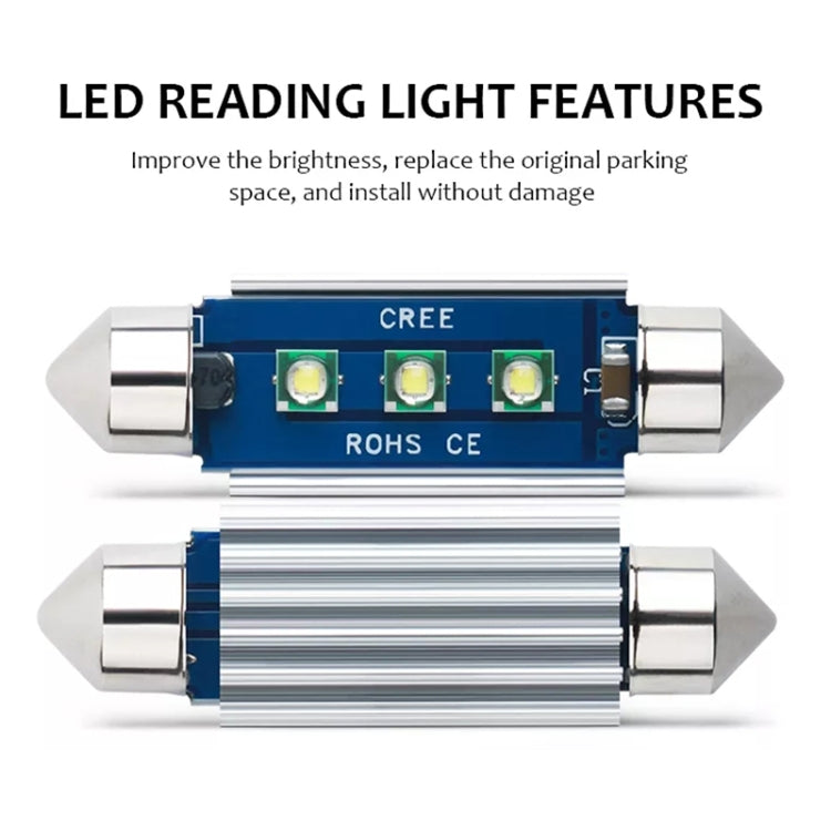 2 ชิ้น 36 มม. IC12V / 2.76W / 0.23A / 300LM 3LEDs SMD รถ โคมไฟอ่านหนังสือโดมแสง, 36mm