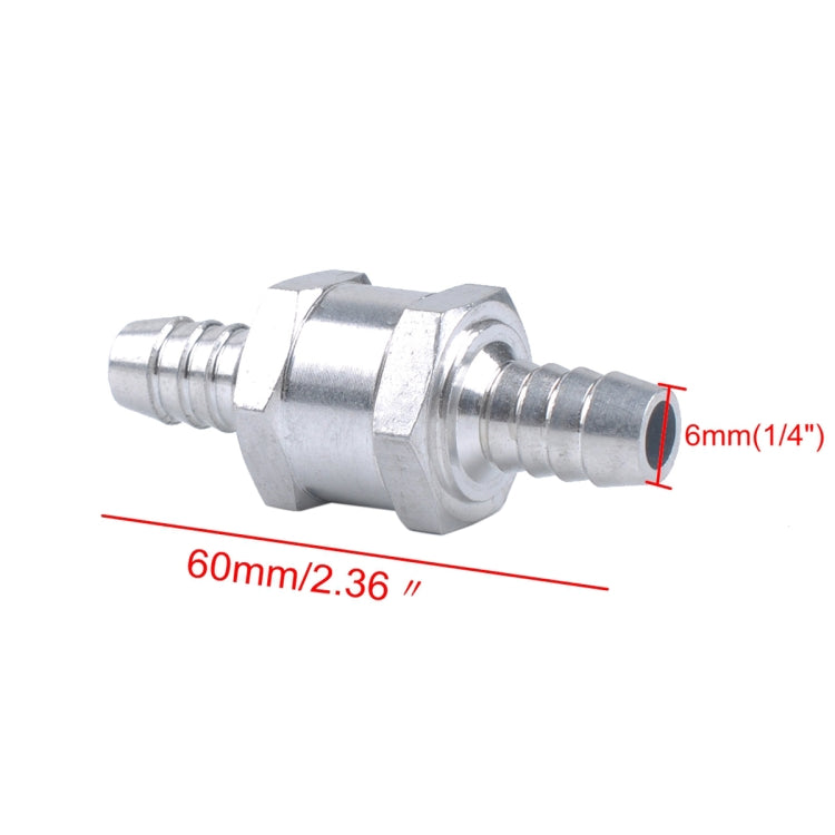 รถ 6 มม.อลูมิเนียมอัลลอยด์น้ำมันเชื้อเพลิงเบนซิน One Way Non Return Check Valve, 6mm Silver