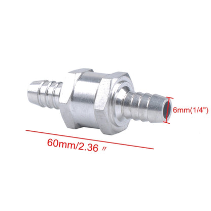 รถ 6 มม.อลูมิเนียมอัลลอยด์น้ำมันเชื้อเพลิงเบนซิน One Way Non Return Check Valve, 6mm Silver