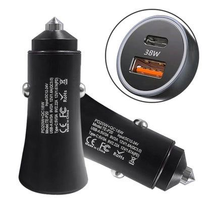 PD 20W อลูมิเนียมอัลลอยด์ Dual Interface Car Fast Charger
