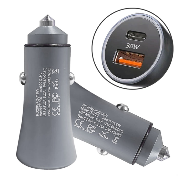 PD 20W อลูมิเนียมอัลลอยด์ Dual Interface Car Fast Charger