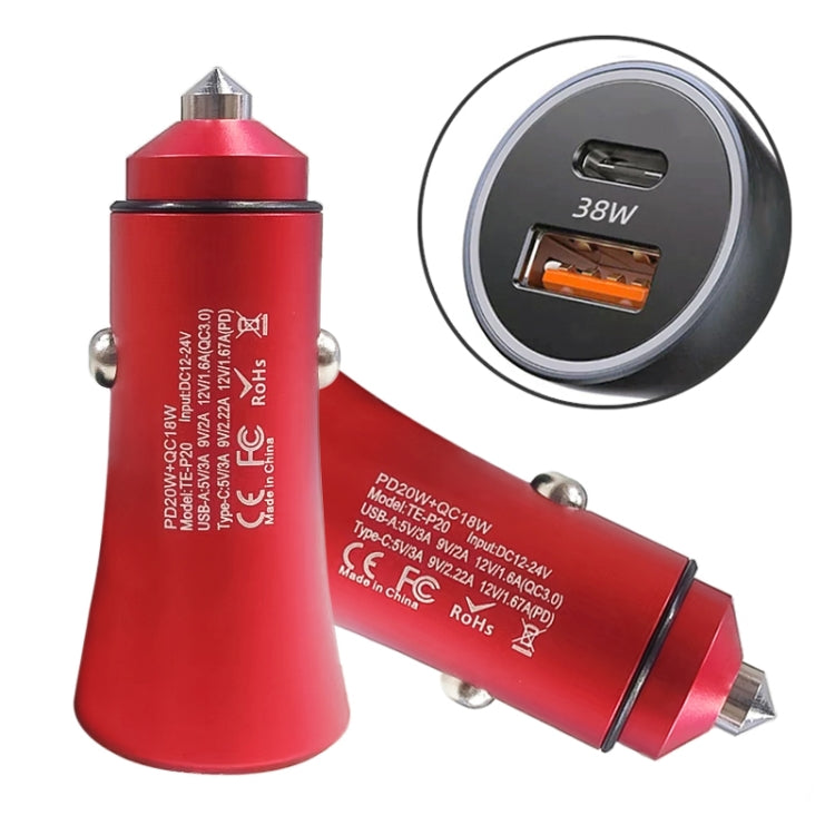 PD 20W อลูมิเนียมอัลลอยด์ Dual Interface Car Fast Charger
