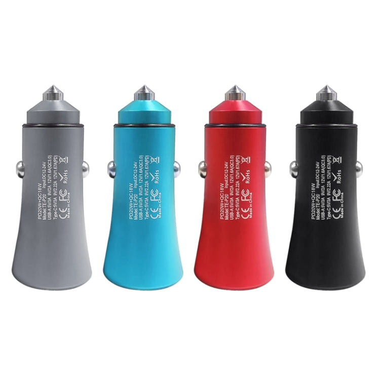 PD 20W อลูมิเนียมอัลลอยด์ Dual Interface Car Fast Charger