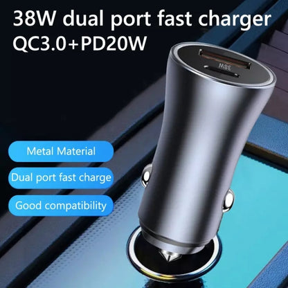 PD 20W อลูมิเนียมอัลลอยด์ Dual Interface Car Fast Charger