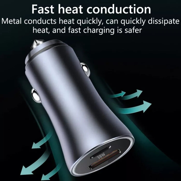 PD 20W อลูมิเนียมอัลลอยด์ Dual Interface Car Fast Charger