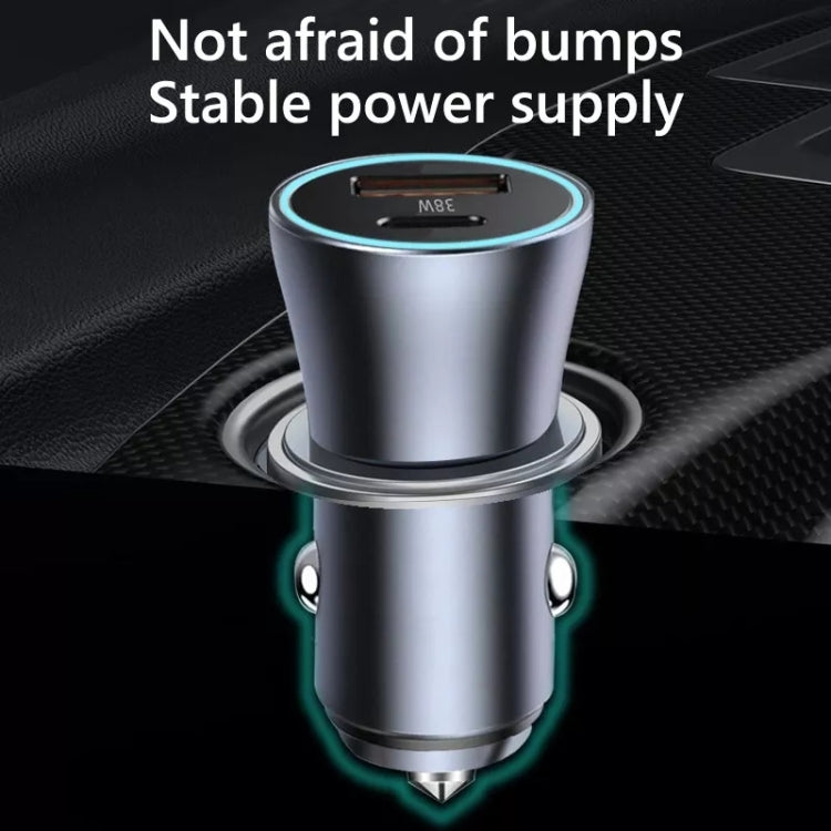 PD 20W อลูมิเนียมอัลลอยด์ Dual Interface Car Fast Charger