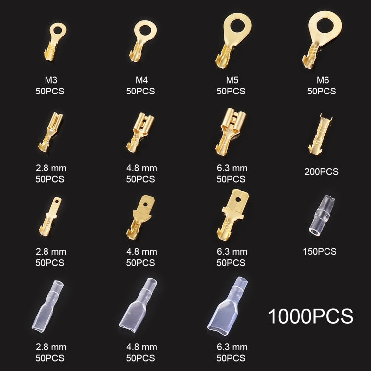 1000 in 1 Cable Spade Plug Connector DIY ขั้วต่อเทอร์มินัล, 1000 in 1