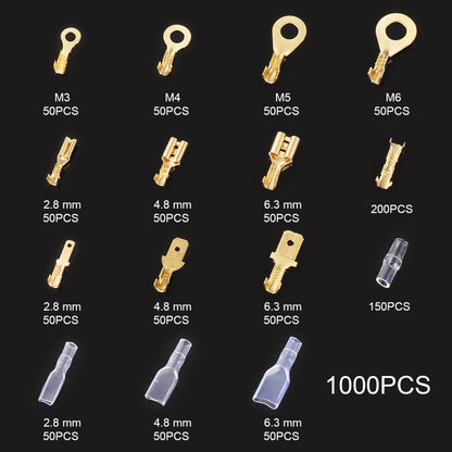 1000 in 1 Cable Spade Plug Connector DIY ขั้วต่อเทอร์มินัล, 1000 in 1