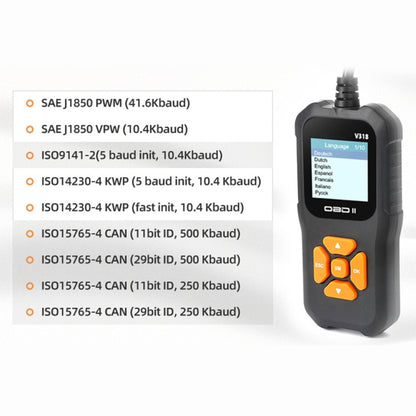 V318 รถ OBD2 หน้าจอสีเครื่องมือวิเคราะห์รหัสเครื่องอ่านรหัส, V318