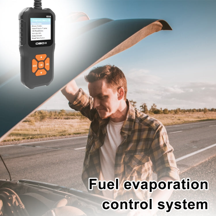 V318 รถ OBD2 หน้าจอสีเครื่องมือวิเคราะห์รหัสเครื่องอ่านรหัส, V318
