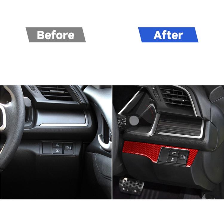 คาร์บอนไฟเบอร์ไฟหน้าแผงสวิทช์สติกเกอร์ตกแต่งสำหรับ Honda รุ่นที่ 10 Civic 2016-2019,ขวา, Headlight Switch Right Drive