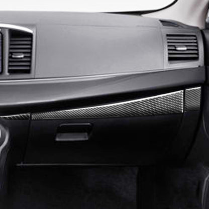 รถคาร์บอนไฟเบอร์ผู้โดยสารด้านข้างถุงมือกล่องสติกเกอร์ตกแต่งสำหรับ Mitsubishi Lancer EVO 2008-2015,ไดรฟ์ซ้าย, Passenger Side Glove Box, Left Drive