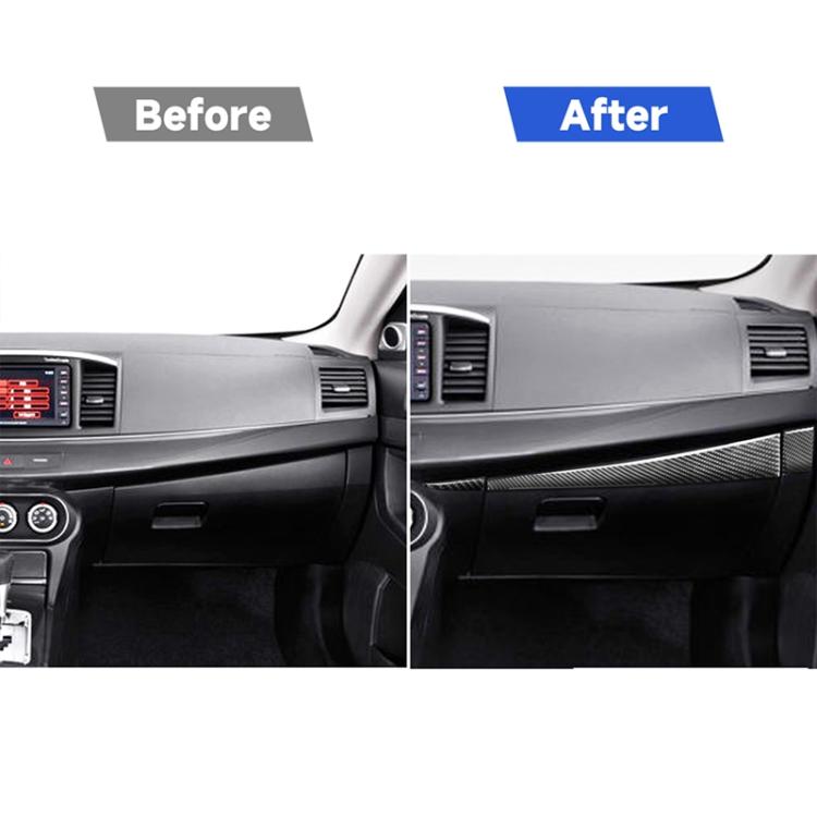 รถคาร์บอนไฟเบอร์ผู้โดยสารด้านข้างถุงมือกล่องสติกเกอร์ตกแต่งสำหรับ Mitsubishi Lancer EVO 2008-2015,ไดรฟ์ซ้าย, Passenger Side Glove Box, Left Drive
