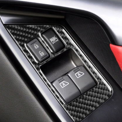 2 ชิ้นรถคาร์บอนไฟเบอร์หน้าต่าง Defogger ปุ่มสติกเกอร์ตกแต่งสำหรับ Nissan GTR R35 2008-2016, ขวาไดรฟ์, Window Lift Defogger Button, Right Drive