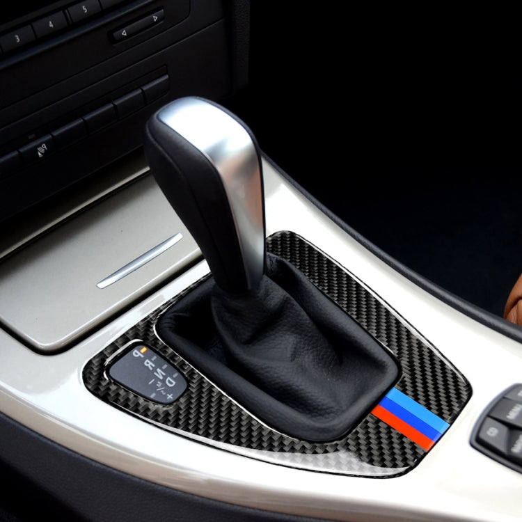 สามสีคาร์บอนไฟเบอร์รถซ้ายขับรถแผงเกียร์สติกเกอร์ตกแต่งสำหรับ BMW E90 / E92 2005-2012, เหมาะสำหรับขับรถด้านซ้าย, Left Driving Gear Panel(Three Color)