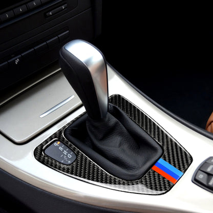 สามสีคาร์บอนไฟเบอร์รถซ้ายขับรถแผงเกียร์สติกเกอร์ตกแต่งสำหรับ BMW E90 / E92 2005-2012, เหมาะสำหรับขับรถด้านซ้าย, Left Driving Gear Panel(Three Color)