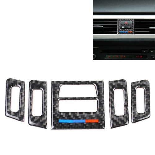 5 ชิ้นจับคู่ต่ำคาร์บอนไฟเบอร์รถแอร์ O Utlet ตกแต่งสติ๊กเกอร์สำหรับ BMW E90 / E92 / E93 2005-2012, Low Matching Air Outlet
