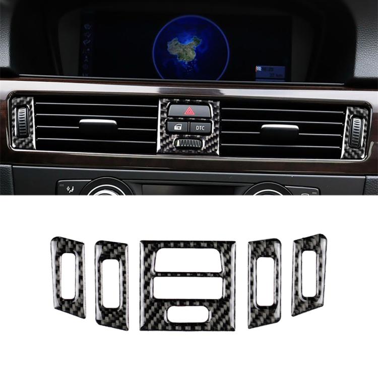 5 ชิ้นสูงจับคู่คาร์บอนไฟเบอร์รถอากาศ O Utlet ตกแต่งสติ๊กเกอร์สำหรับ BMW E90 / E92 / E93 2005-2012, High Matching Air Outlet