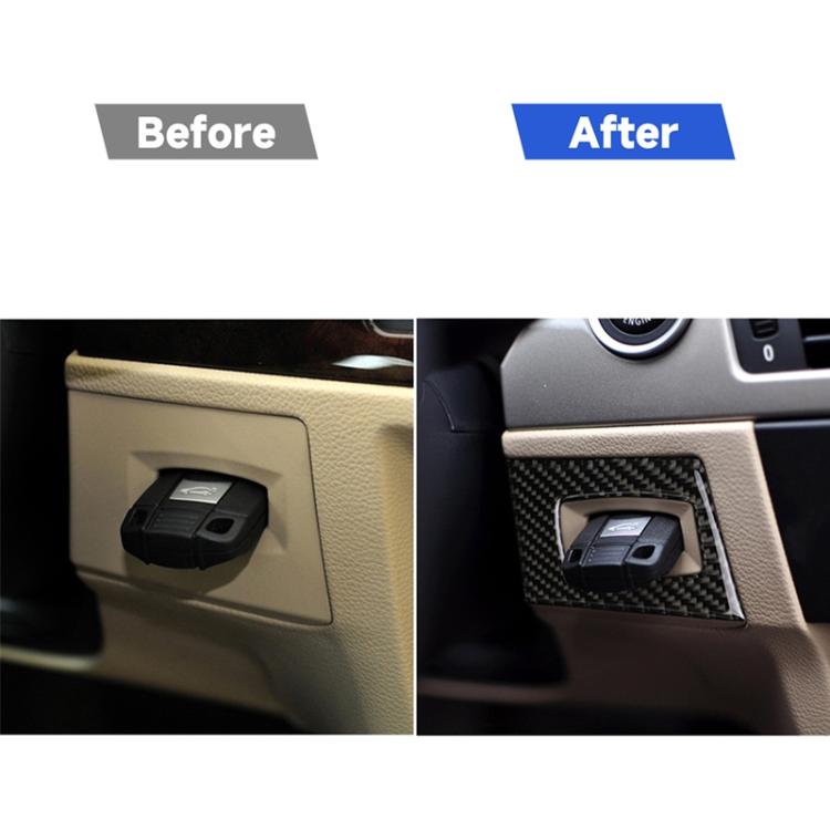 คาร์บอนไฟเบอร์รถซ้ายขับรถสวิตช์จุดระเบิดสติกเกอร์ตกแต่งสำหรับ BMW E90 / E92 2005-2012, Left Driving Ignition Switch
