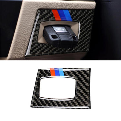 สามสีคาร์บอนไฟเบอร์รถขวาขับรถสวิตช์จุดระเบิดสติกเกอร์ตกแต่งสำหรับ BMW E90 / E92 2005-2012, Right Driving Ignition Switch(Three Color)