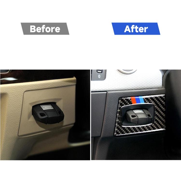 สามสีคาร์บอนไฟเบอร์รถขวาขับรถสวิตช์จุดระเบิดสติกเกอร์ตกแต่งสำหรับ BMW E90 / E92 2005-2012, Right Driving Ignition Switch(Three Color)
