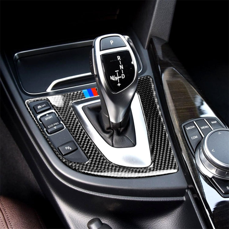 สามสีคาร์บอนไฟเบอร์รถเกียร์แผงสติกเกอร์ตกแต่งสำหรับ BMW (F30) 2013-2017 / (F34) 2013-2017, Sutible สำหรับซ้ายขับรถ, Gear Panel(Three Color)