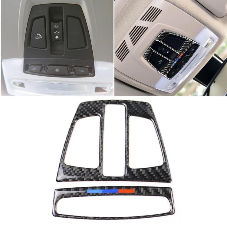 สามสีคาร์บอนไฟเบอร์รถไฟอ่านหนังสือแผงสติกเกอร์ตกแต่งสำหรับ BMW F20 2012-2017 / F30 / F34 / F32 2013-2017 / X5 2014-2017 / X6 2015-2017 / X1 2016-2017, Reading Light(Three Color)