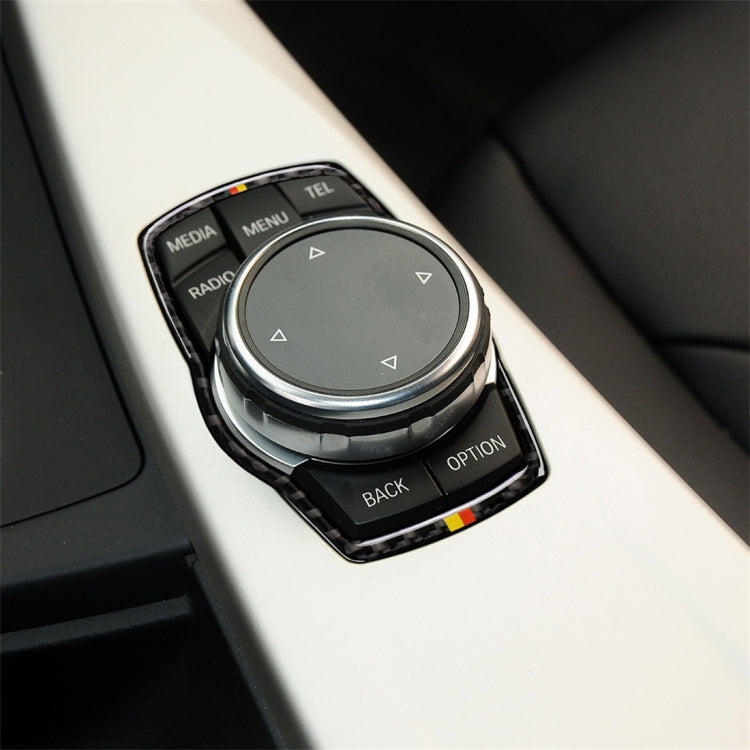 สีส้มสีแดงคาร์บอนไฟเบอร์รถมัลติมีเดียกรอบสติกเกอร์ตกแต่งสำหรับ BMW X3 / X4 / X5 / X6 / F07 / F10 / F15 / F16 / F20 / F25 / F26 / F30 / F34, Multimedia Frame (Orange Red Color)