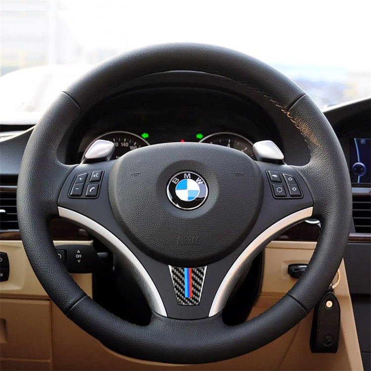 ขนาดใหญ่รุ่นสามสีคาร์บอนไฟเบอร์รถพวงมาลัยสติกเกอร์ตกแต่งสำหรับ BMW E90 2005-2012, Steering Wheel(Three Color)