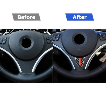 ขนาดใหญ่รุ่นสามสีคาร์บอนไฟเบอร์รถพวงมาลัยสติกเกอร์ตกแต่งสำหรับ BMW E90 2005-2012, Steering Wheel(Three Color)