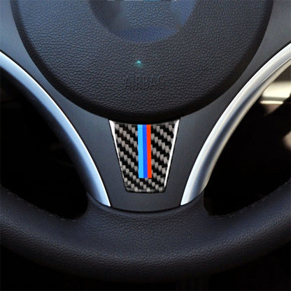 ขนาดใหญ่รุ่นสามสีคาร์บอนไฟเบอร์รถพวงมาลัยสติกเกอร์ตกแต่งสำหรับ BMW E90 2005-2012, Steering Wheel(Three Color)