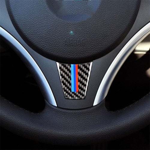 ขนาดใหญ่รุ่นสามสีคาร์บอนไฟเบอร์รถพวงมาลัยสติกเกอร์ตกแต่งสำหรับ BMW E90 2005-2012, Steering Wheel(Three Color)
