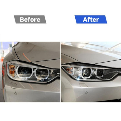 1 คู่คาร์บอนไฟเบอร์รถโคมไฟคิ้วสติกเกอร์ตกแต่งสำหรับ BMW F30 2013-2015, Lamp Eyebrow