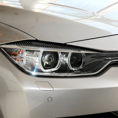 1 คู่คาร์บอนไฟเบอร์รถโคมไฟคิ้วสติกเกอร์ตกแต่งสำหรับ BMW F30 2013-2015, Lamp Eyebrow