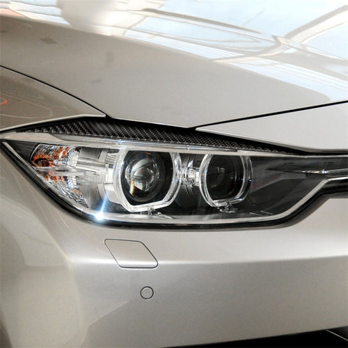 1 คู่คาร์บอนไฟเบอร์รถโคมไฟคิ้วสติกเกอร์ตกแต่งสำหรับ BMW F30 2013-2015, Lamp Eyebrow